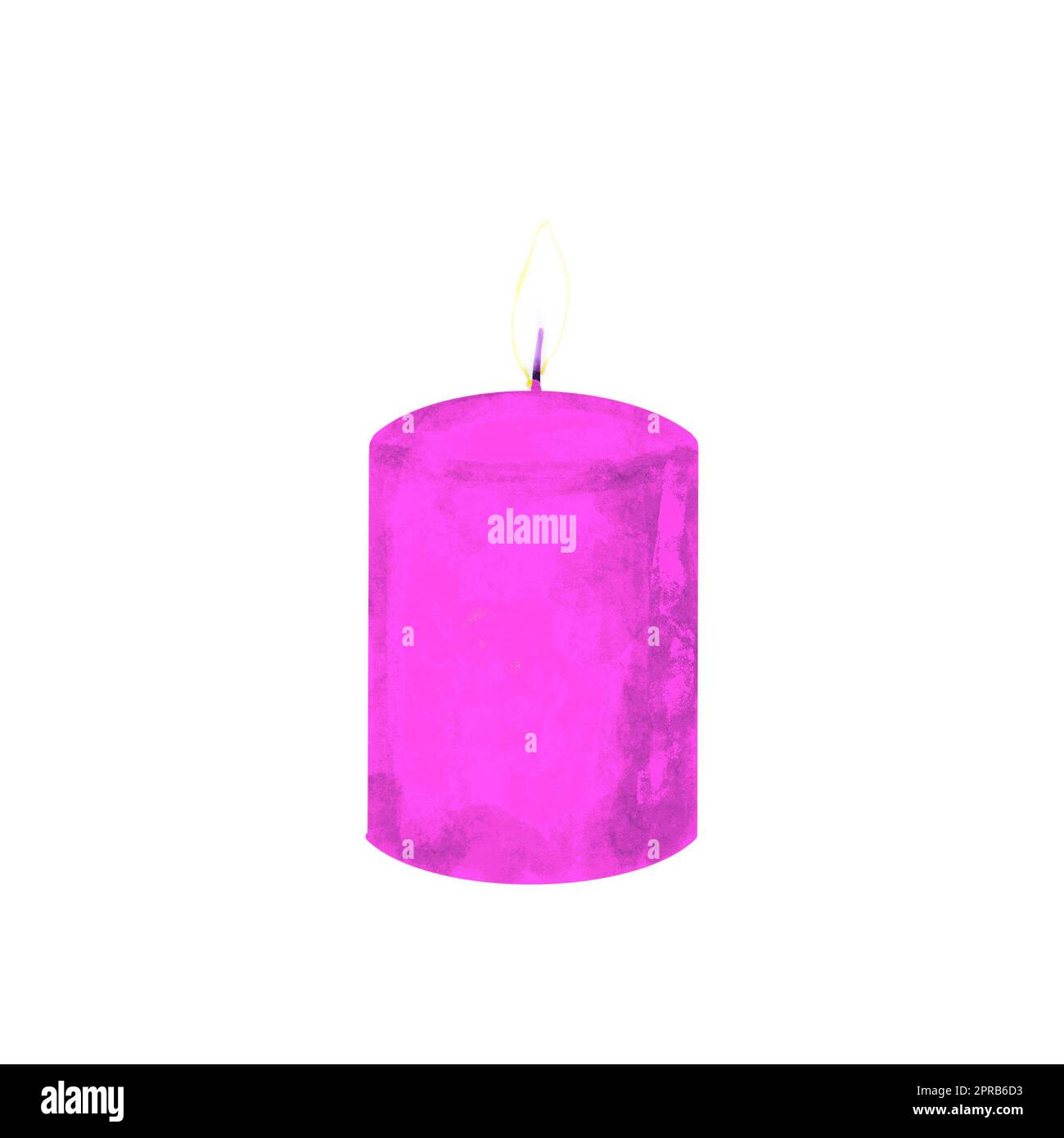 Watercolor illustration pink candle. pink paraffin candle. Romance