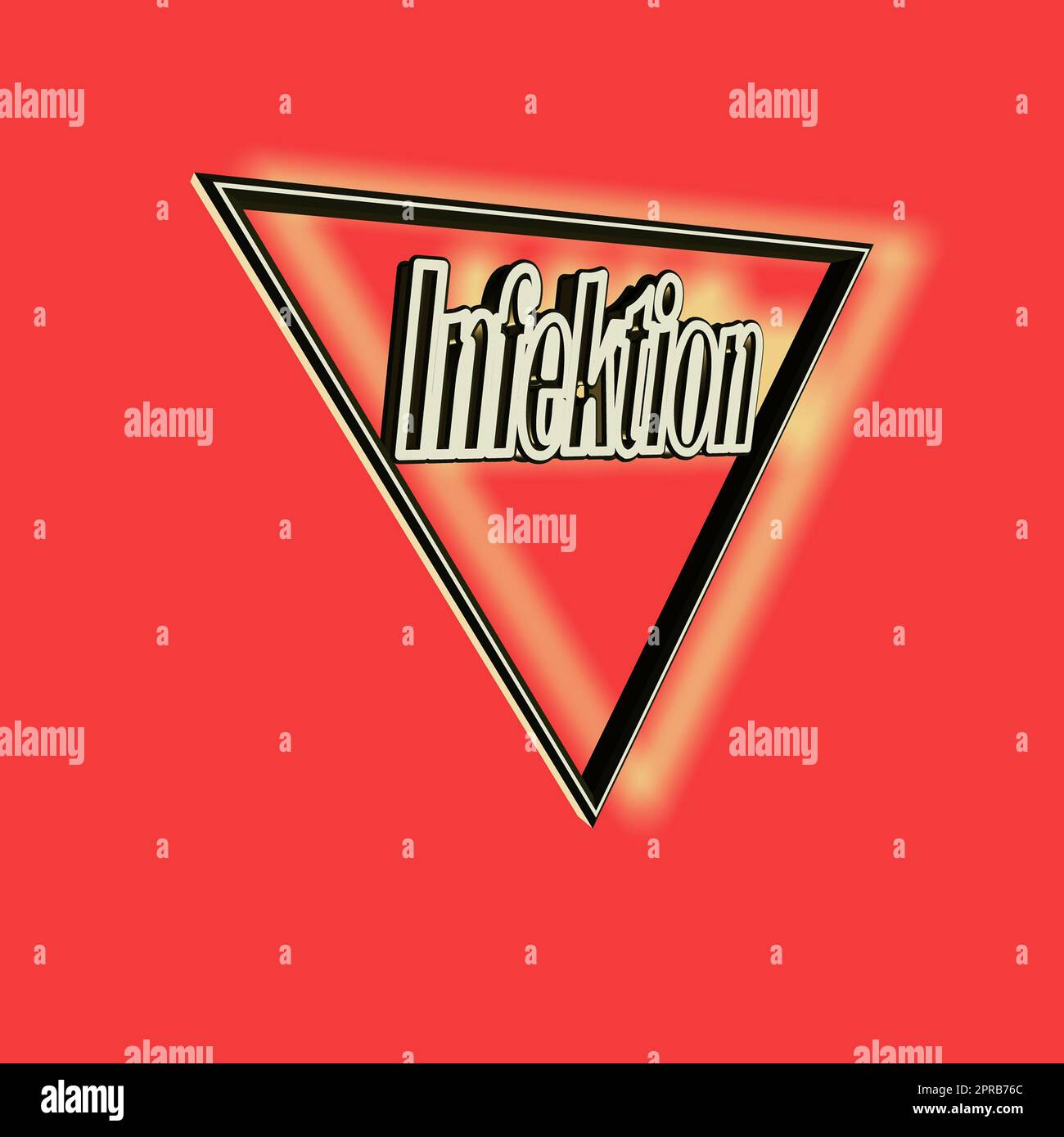 'Infektion' = 'Infection' - word, lettering or text as a 3D illustration, 3D rendering, computer graphics Stock Photo