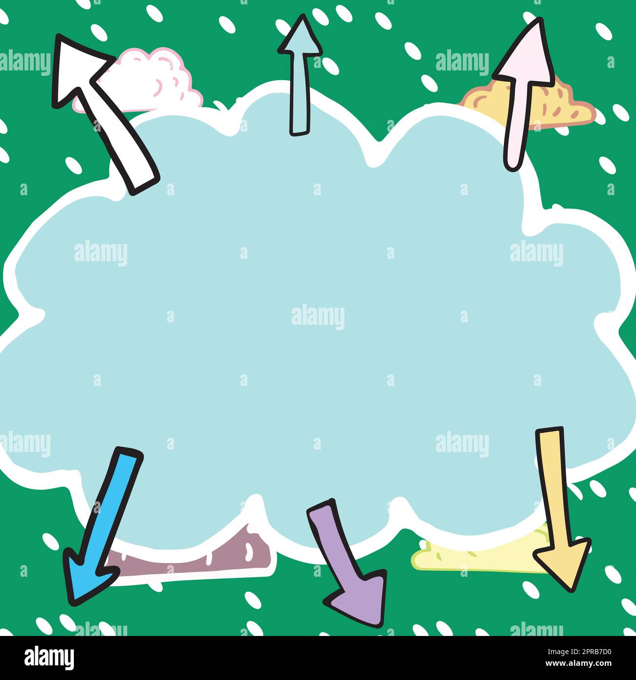 Important Messages Written In Shape Of Cloud With Arrows Around. Crutial Informations Presented In Cloudy Form With Snow In Background. Recent Ideas Diplayed. Stock Vector