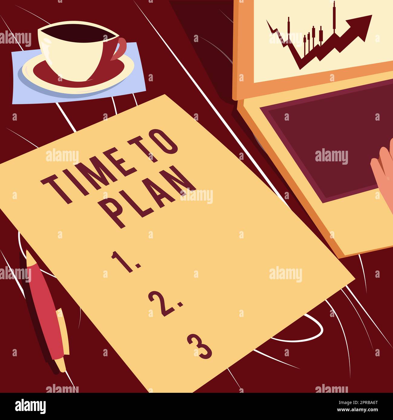 Text sign showing Time To Plan. Internet Concept Preparation of things Getting Ready Think other solutions Laptop Resting Beside Coffee Mug And Plain Sheet Showing Work Process. Stock Photo