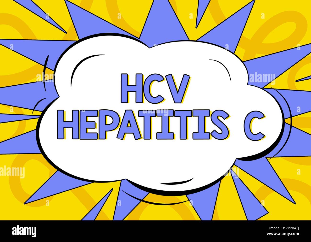 Hand writing sign Hcv Hepatitis C. Business approach Liver disease caused by a virus severe chronic illness Comic Cloud Thought Bubble Surrounded With Triangle Shapes And Doodles. Stock Photo