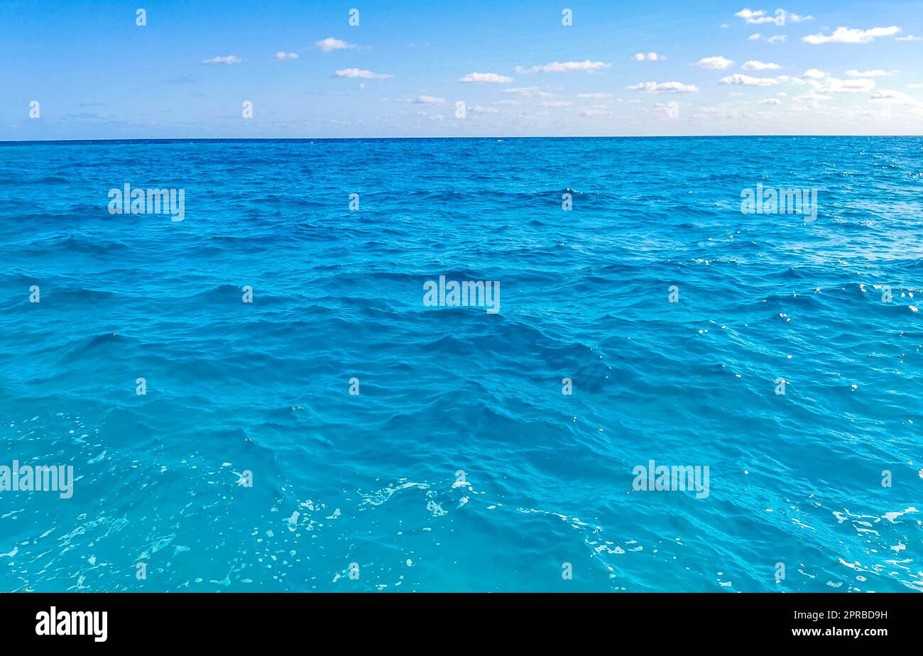 Blue turquoise water waves ocean and sea texture pattern Mexico. Stock Photo