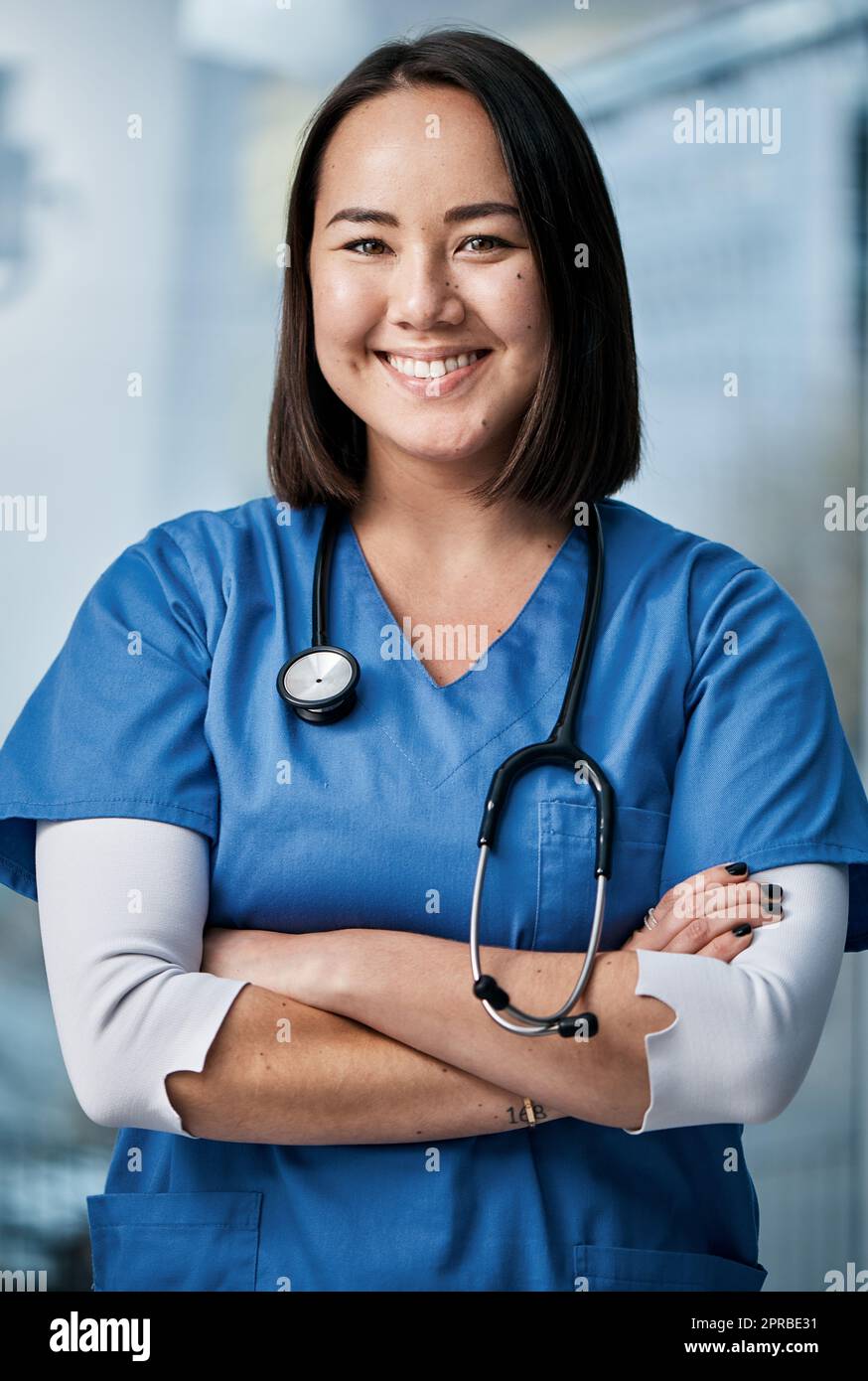 Providing the attention and treatment you deserve. Portrait of a medical practitioner standing in a hospital. Stock Photo