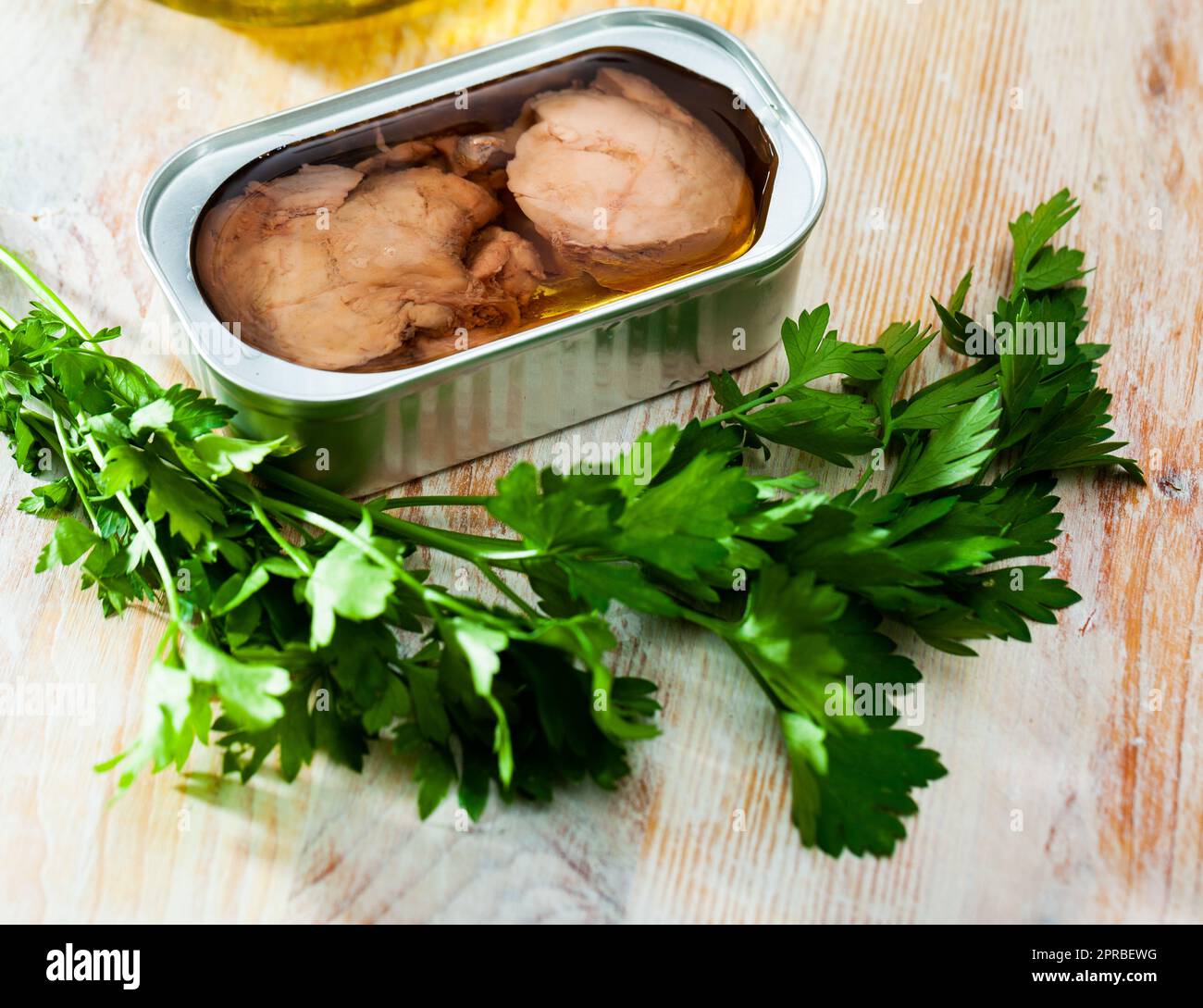 Canned seafood smoked Cod liver Stock Photo Alamy