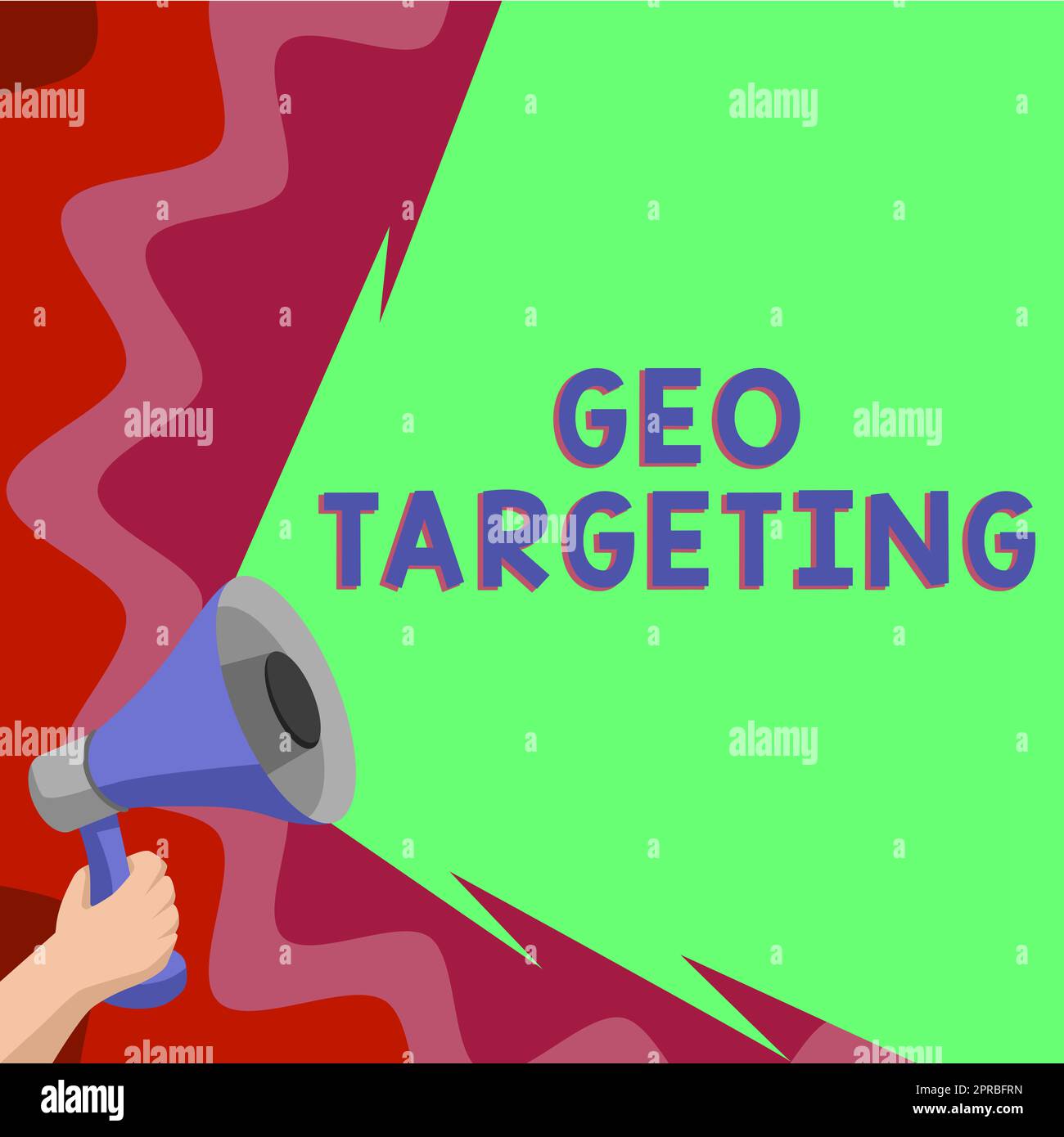 Sign displaying Geo Targeting. Business concept Digital Ads Views IP Address Adwords Campaigns Location Man Holding Megaphone And Presenting Important Informations. Stock Photo