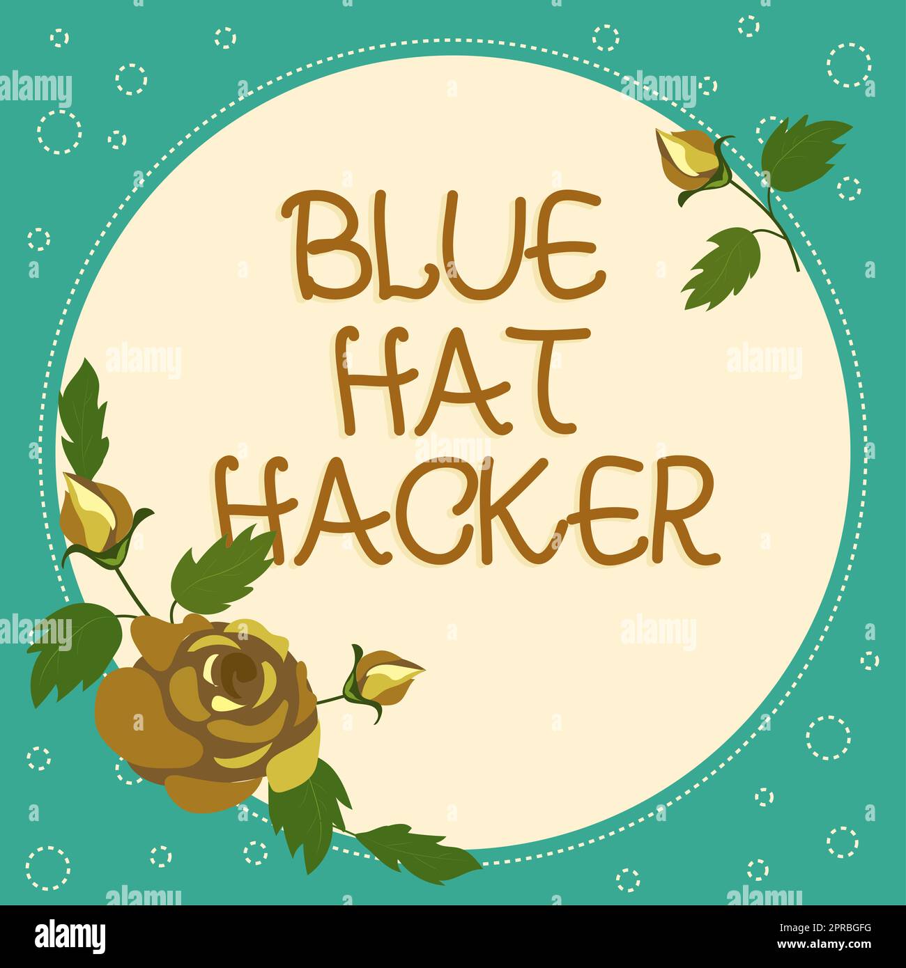Text caption presenting Blue Hat Hacker. Conceptual photo Person consulting firms who bug system prior to its launch Frame With Leaves And Flowers Around And Important Announcements Inside. Stock Photo