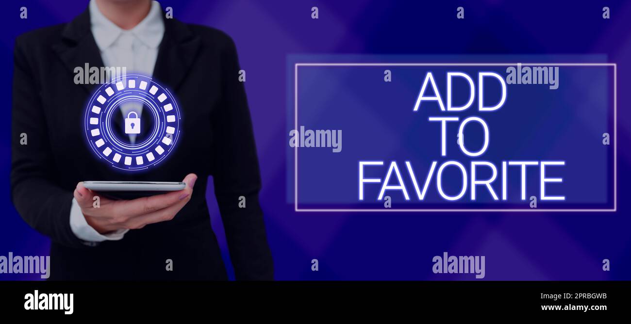 Conceptual caption Add To Favorite. Business idea Like a page social ...