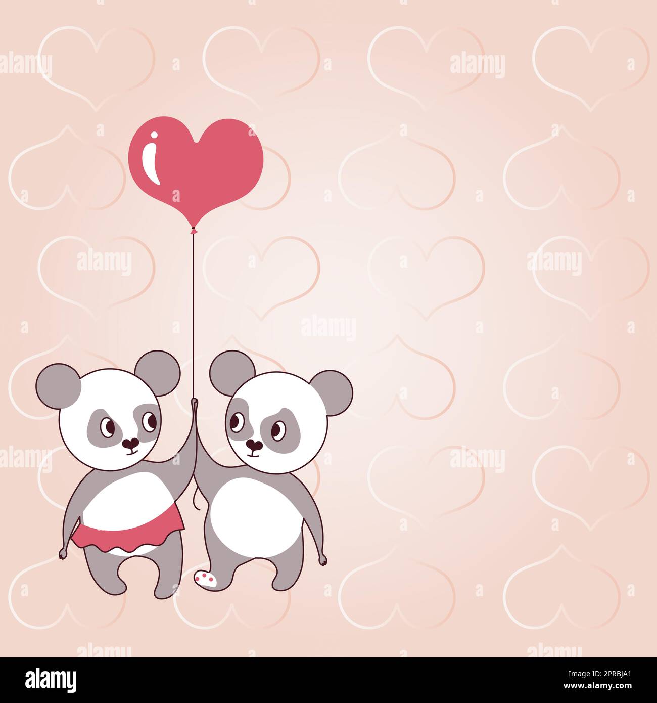 Two bears holding heart shaped balloon with hearts in the background ...