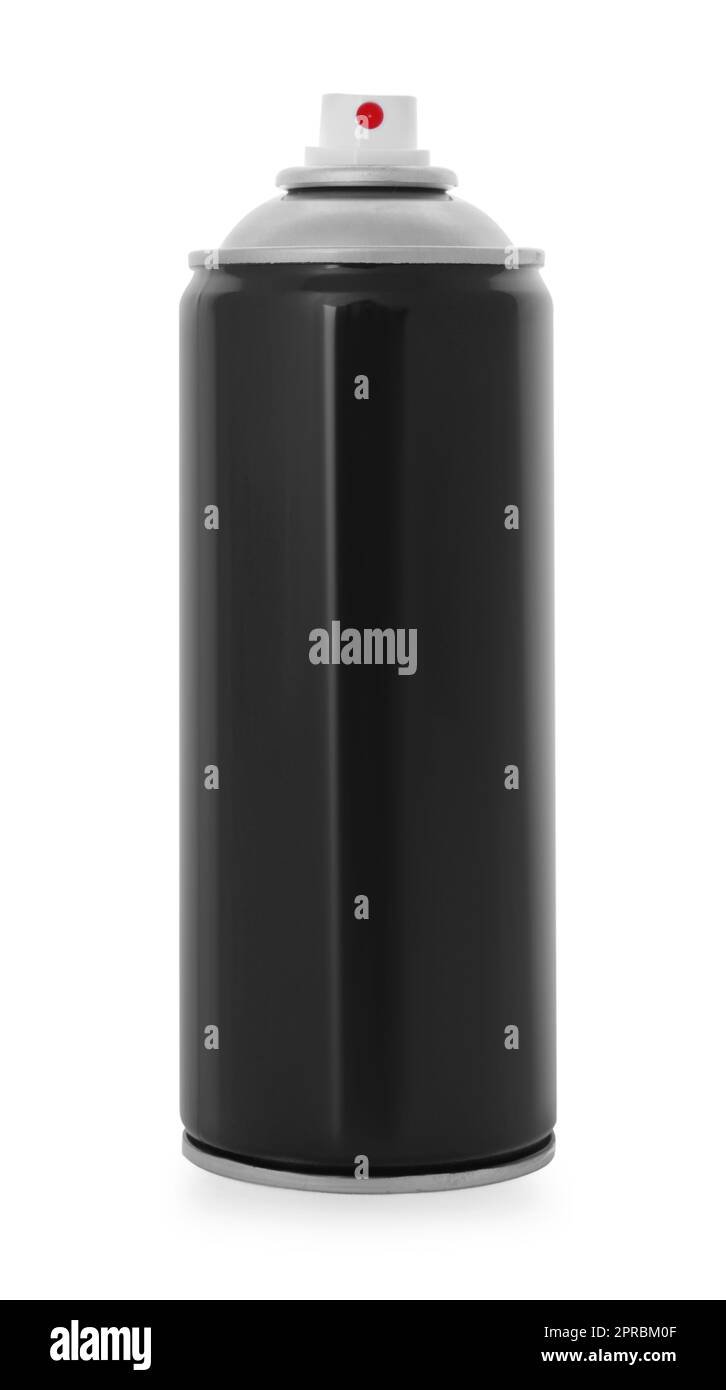 Black can of spray paint isolated on white Stock Photo - Alamy