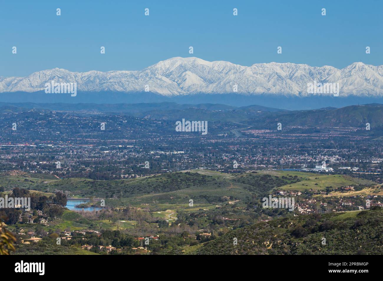 Snow capped San Gabriel Mountains in Los Angeles and Orange county