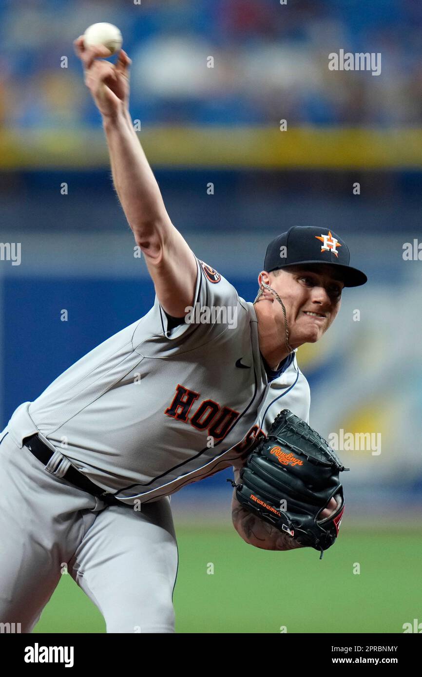 Houston Astros starting pitcher Hunter Brown delivers to the Tampa Bay ...