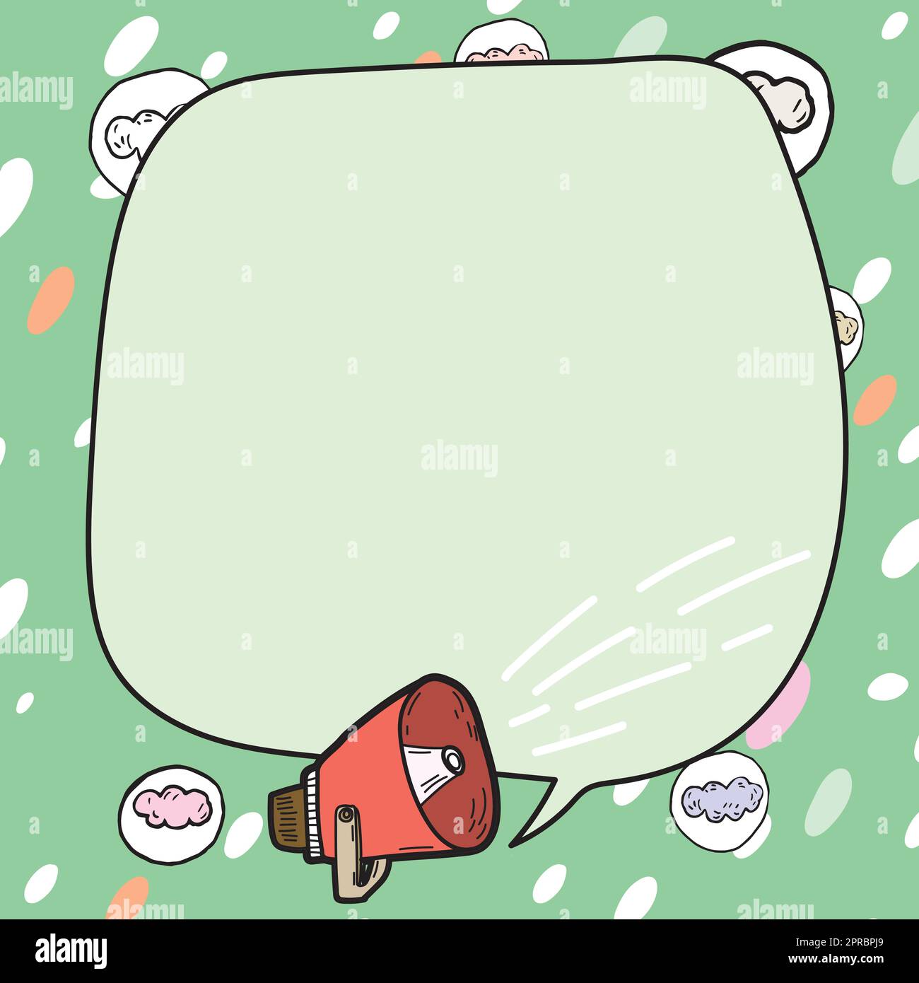 Poster decorated with speech symbols on edges representing speaker