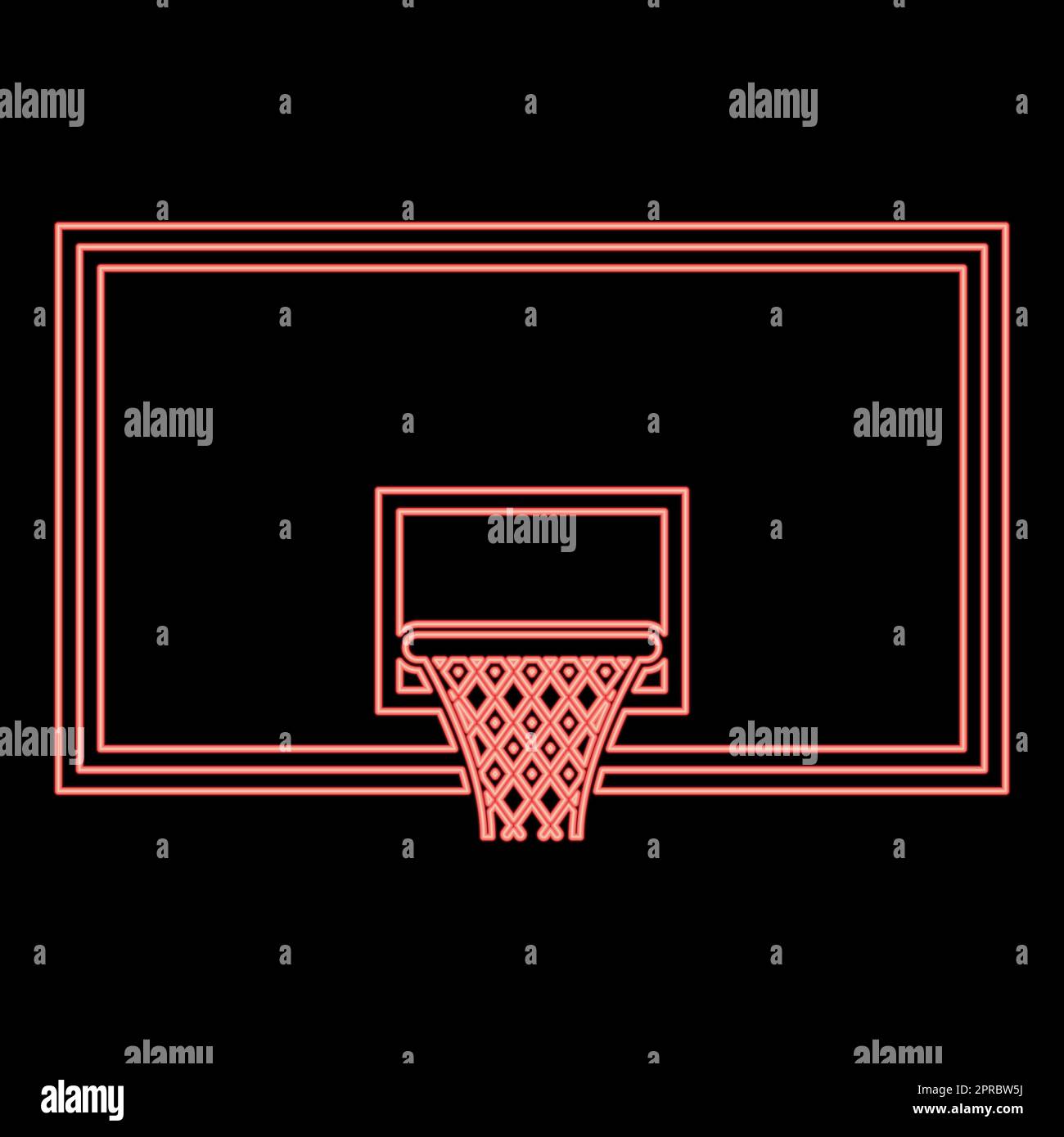 Neon basketball backboard Basketball hoop on backboard red color vector