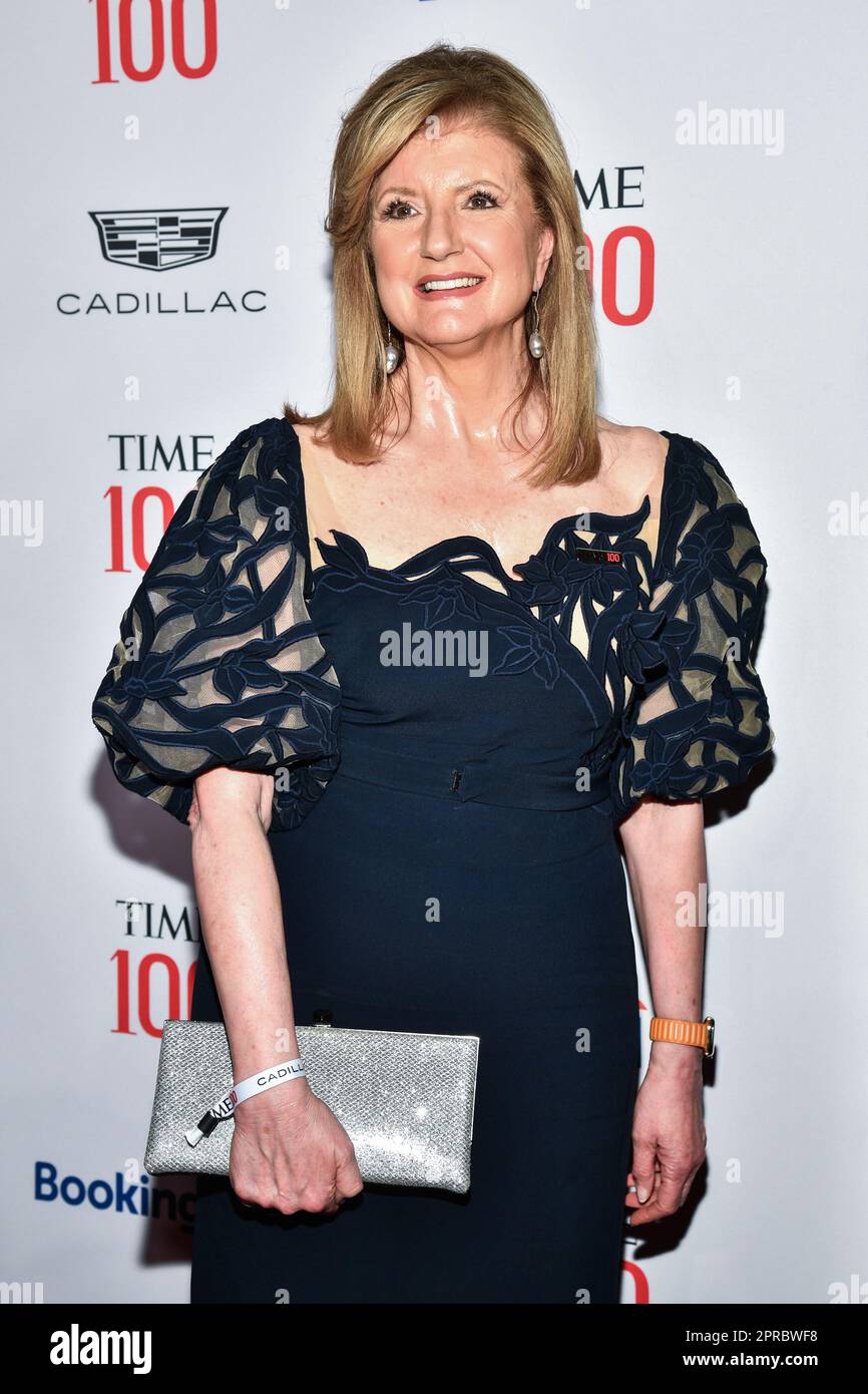 New York, USA. 26th Apr, 2023. Arianna Huffington walking on the red carpet during the 2023 Time100 Gala as Time Magazine celebrates the 100 most influential people in the world held at Jazz at Lincoln Center in New York, NY, on April 26, 2023. (Photo by Anthony Behar/Sipa USA) Credit: Sipa USA/Alamy Live News Stock Photo