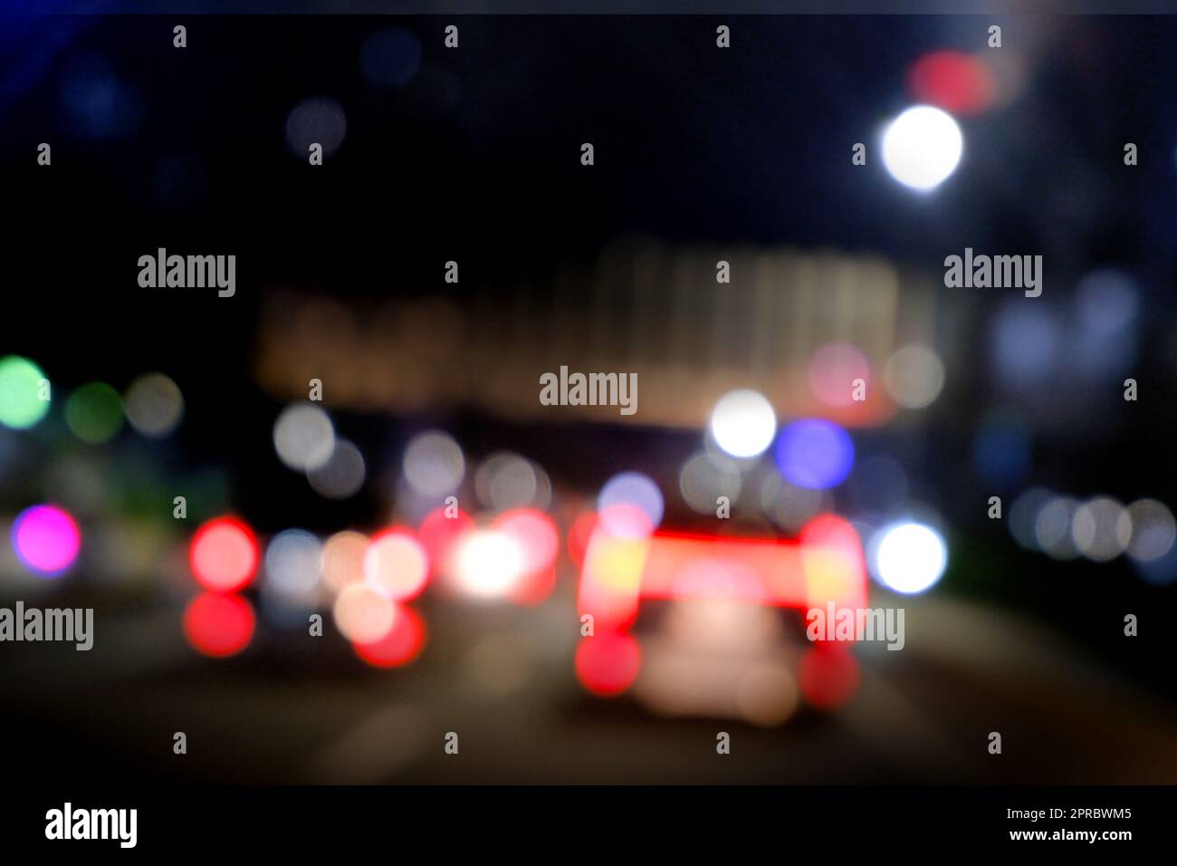 Blurred colorful bokeh light at night Stock Photo