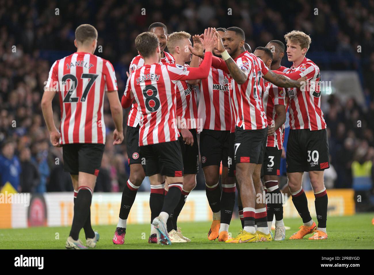 London, UK. 26th Apr, 2023. GOAL Brentford Celebrate The Opening Goal ...