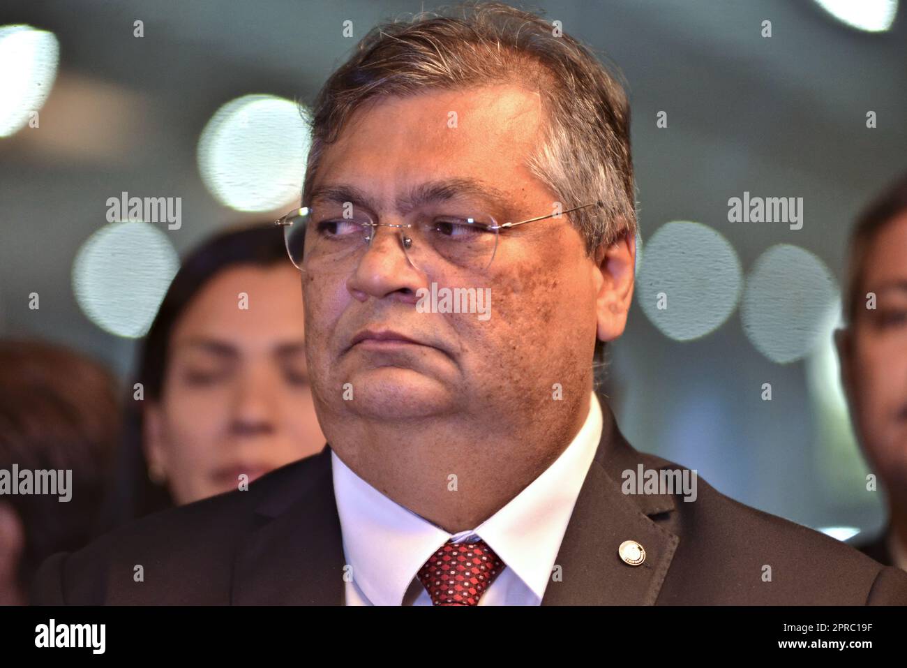 Minister of Justice of Brazil, Flavio Dino, during a press conference at LAAD DEFENCE & SECURITY 2023, in Rio de Janeiro/Brazil. Stock Photo