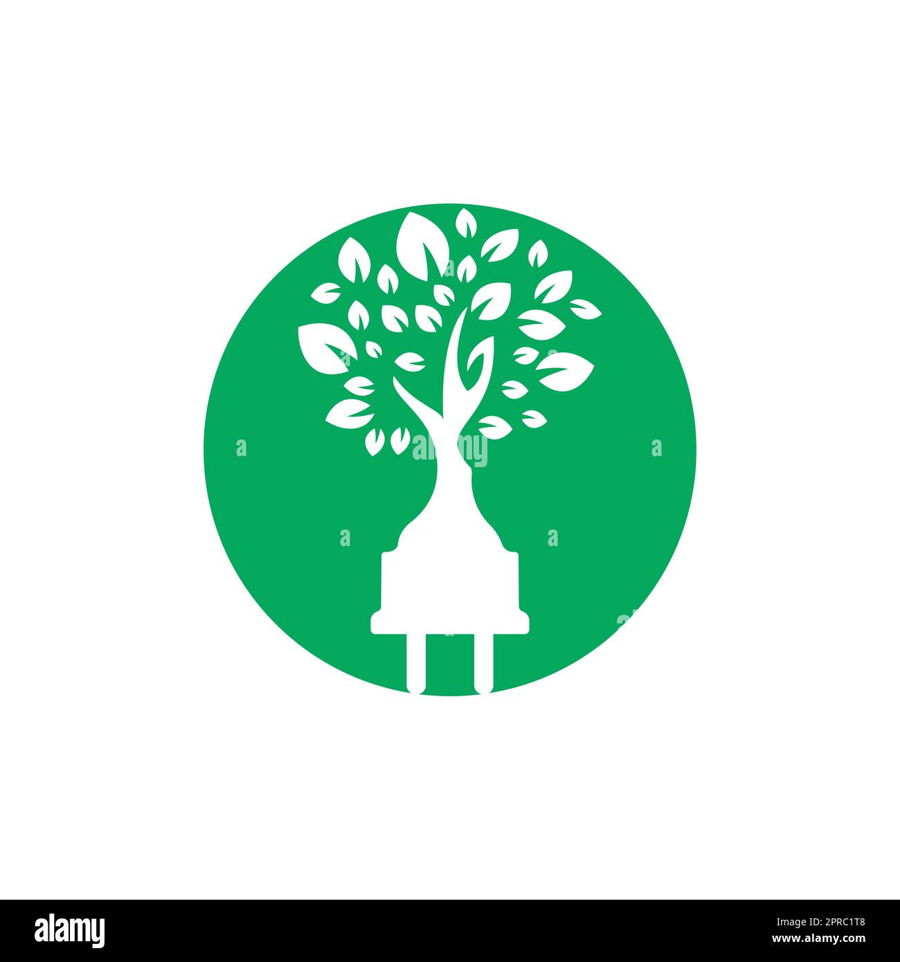 Green energy electricity logo concept. Electric plug icon with tree ...