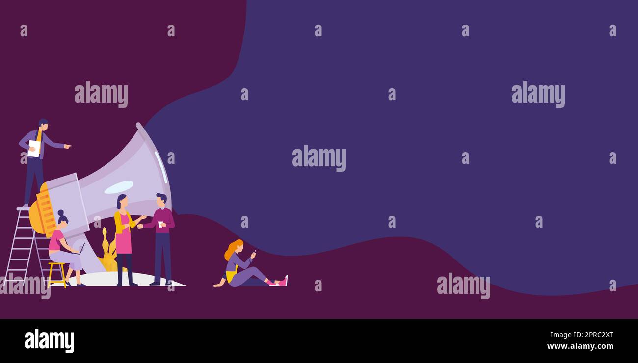 Group Of People Drawing Holding Their Megaphones Talking And Sharing