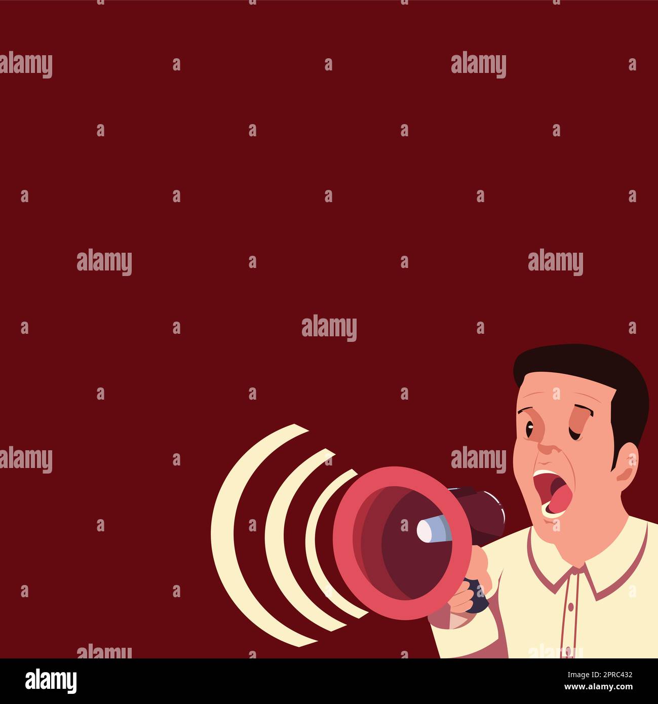 Businessman Talking Through Megaphone Making Wonderful New Announcement