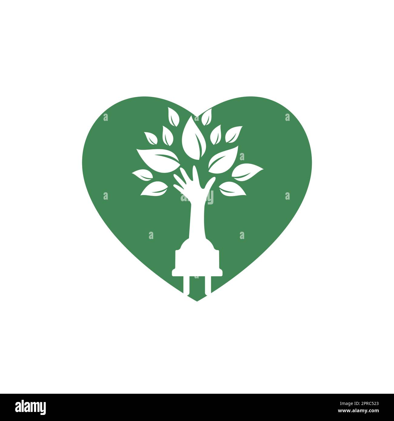 Electric cord and hand tree vector logo design. Stock Vector
