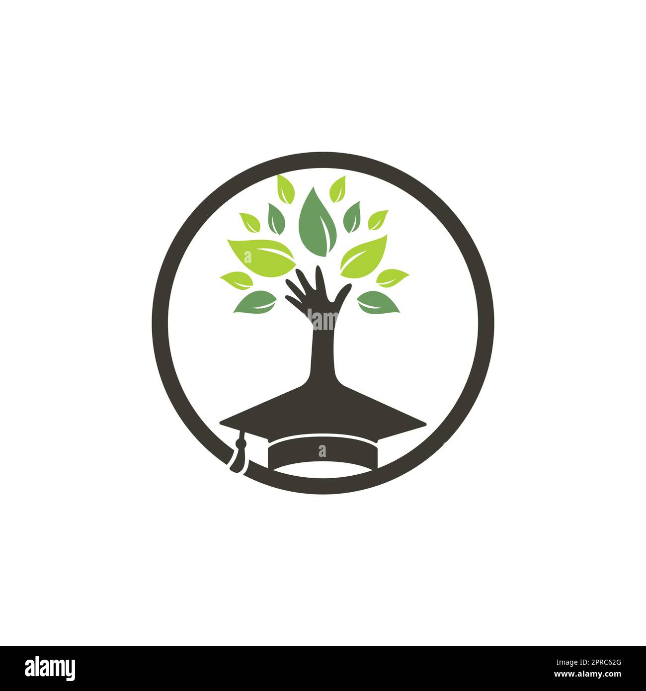 Education insurance and support logo concept. Graduation cap and hand