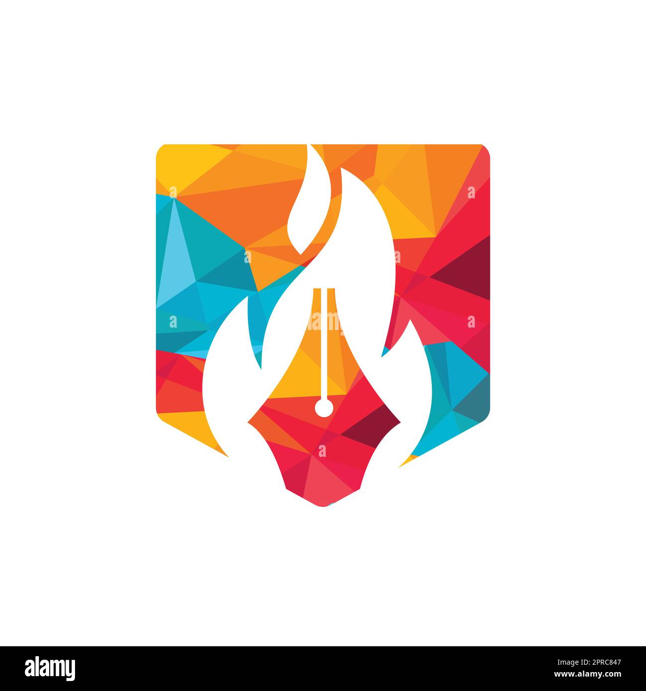 Fire Pen vector logo design concept. Hot writer vector logo icon. Stock Vector