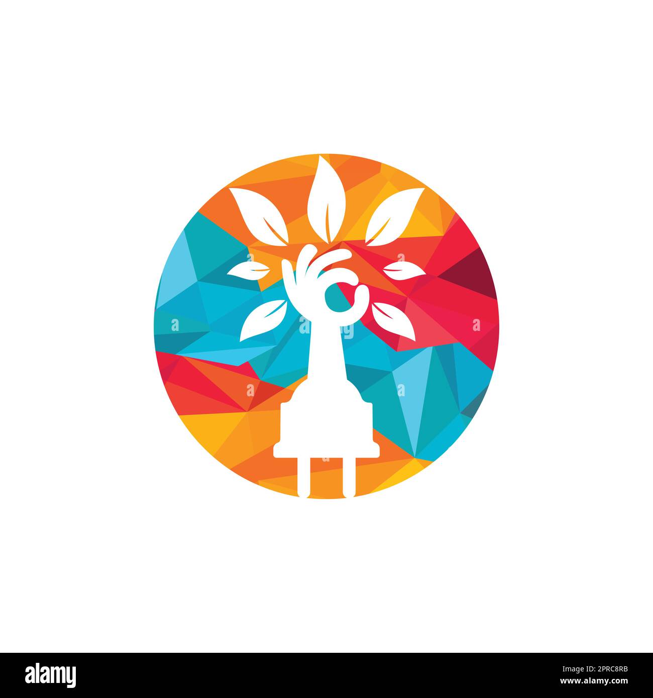 Electric cord and hand tree vector logo design. Stock Vector