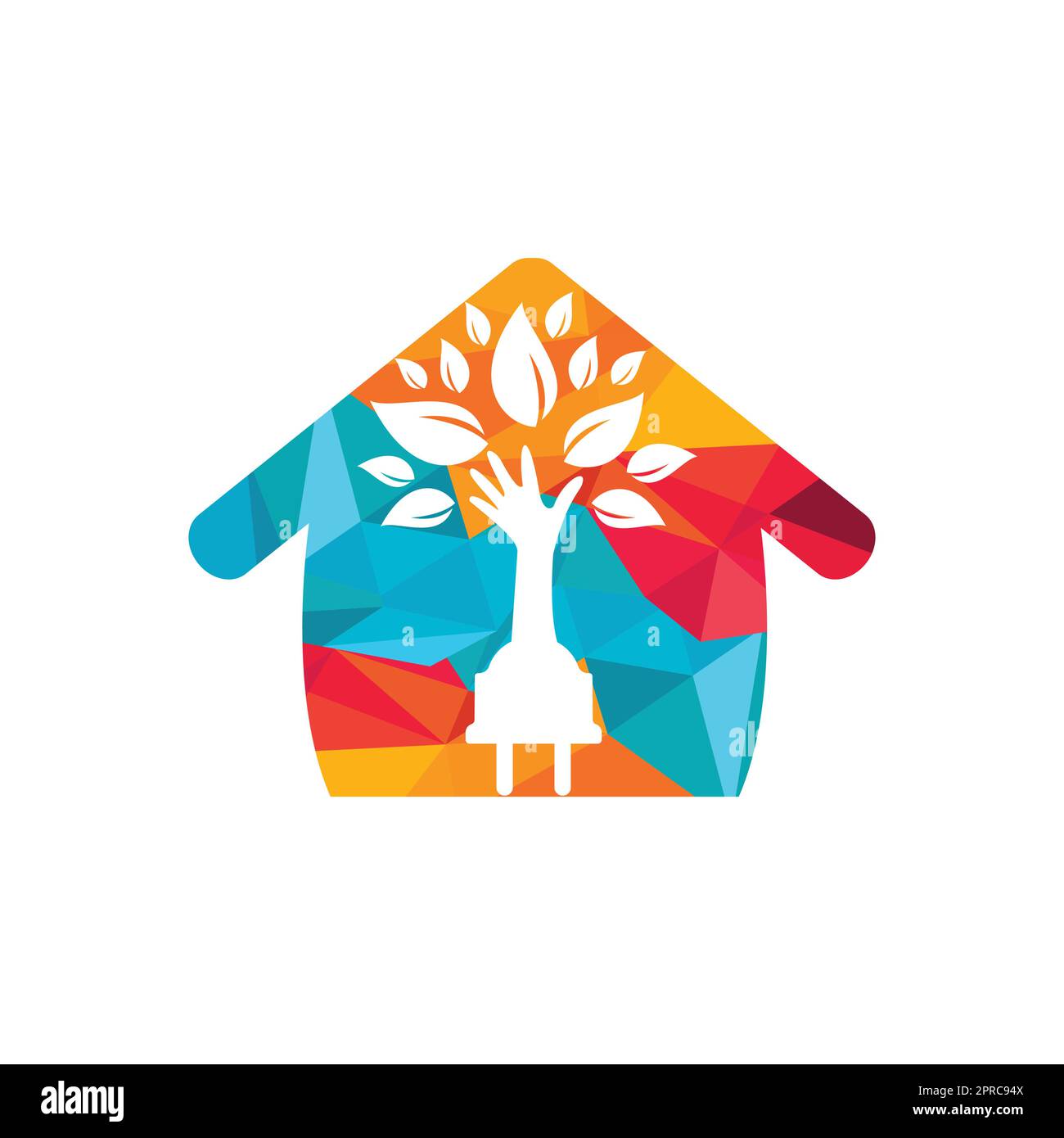 Electric cord and hand tree vector logo design. Stock Vector
