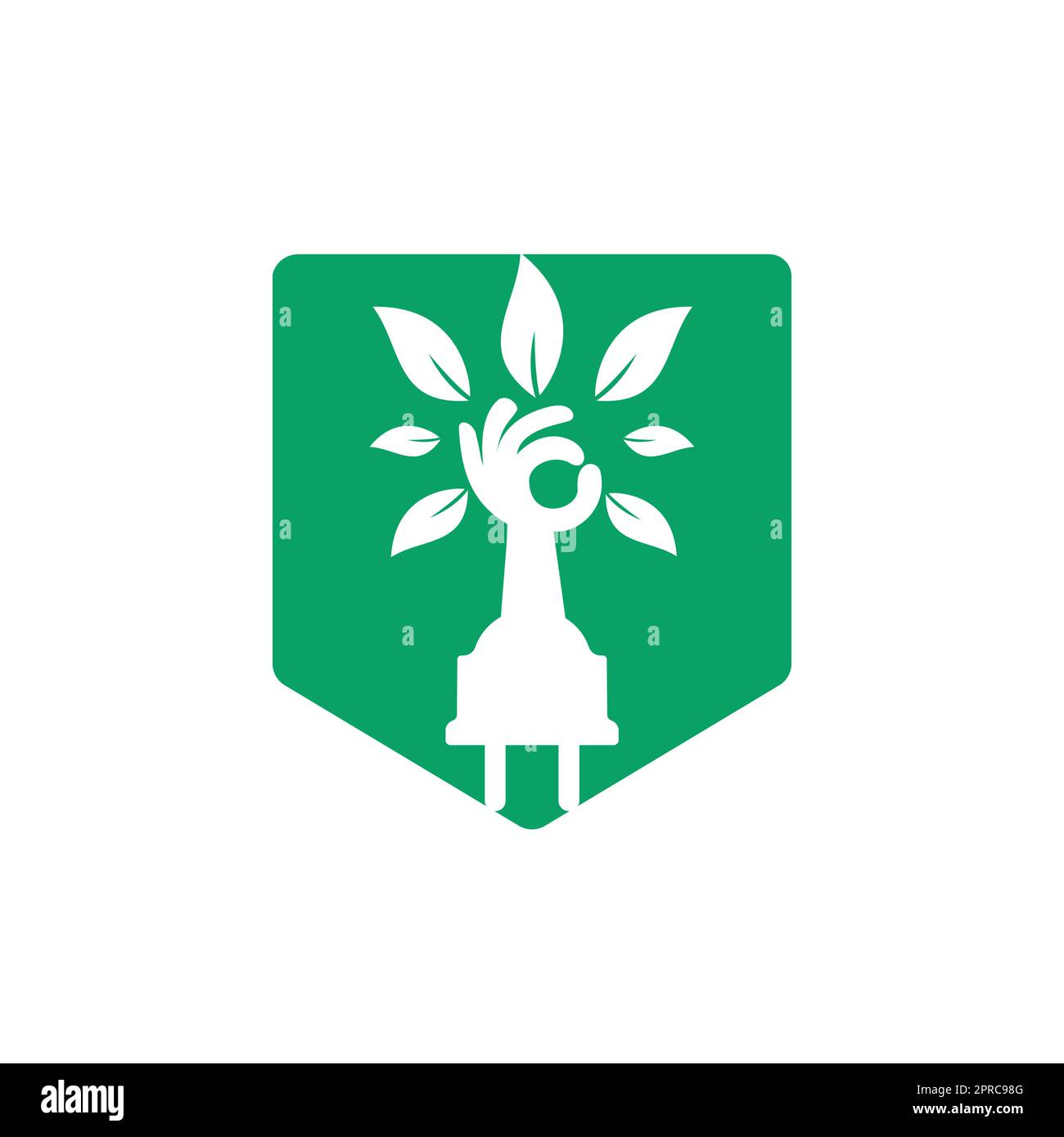 Electric cord and hand tree vector logo design. Stock Vector