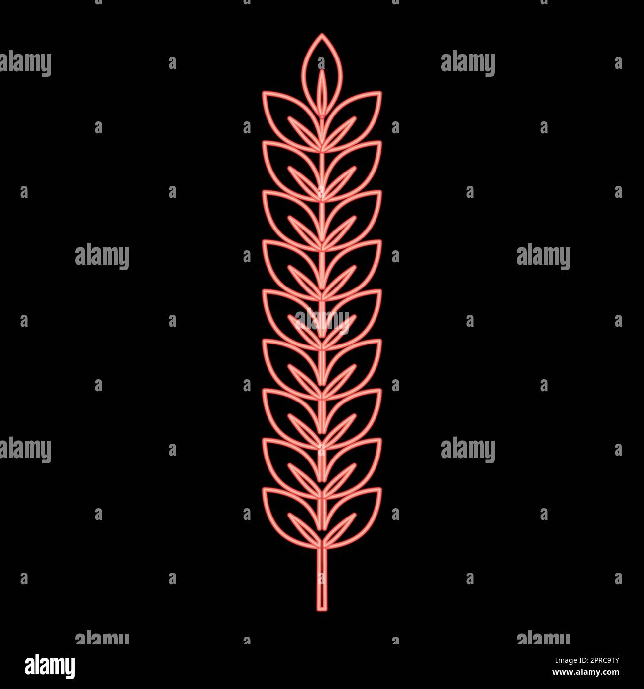 Neon spikelet of wheat Plant branch red color vector illustration image flat style Stock Vector