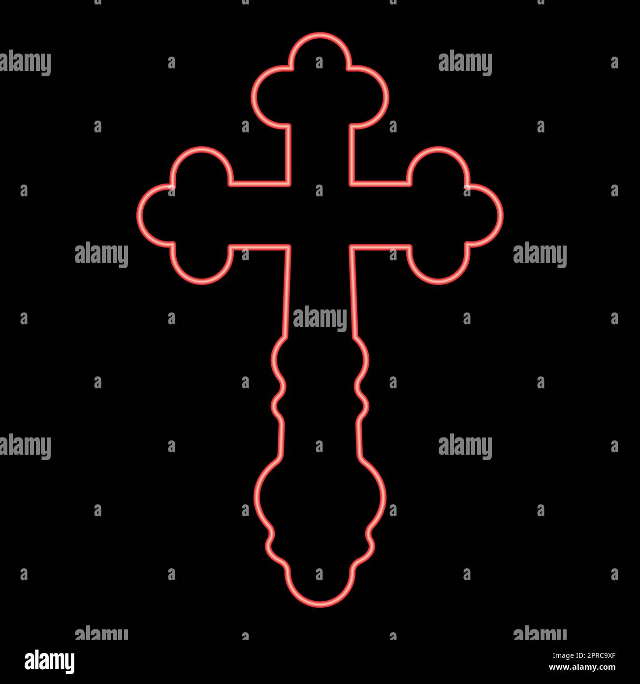 Neon cross trefoil shamrock Cross monogram Religious cross red color ...