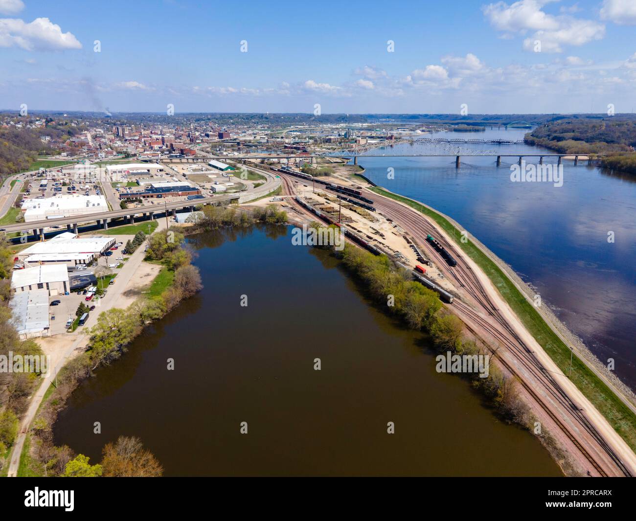 Aerial photograph of Dubuque, Iowa, USA on a beautiful spring day Stock ...