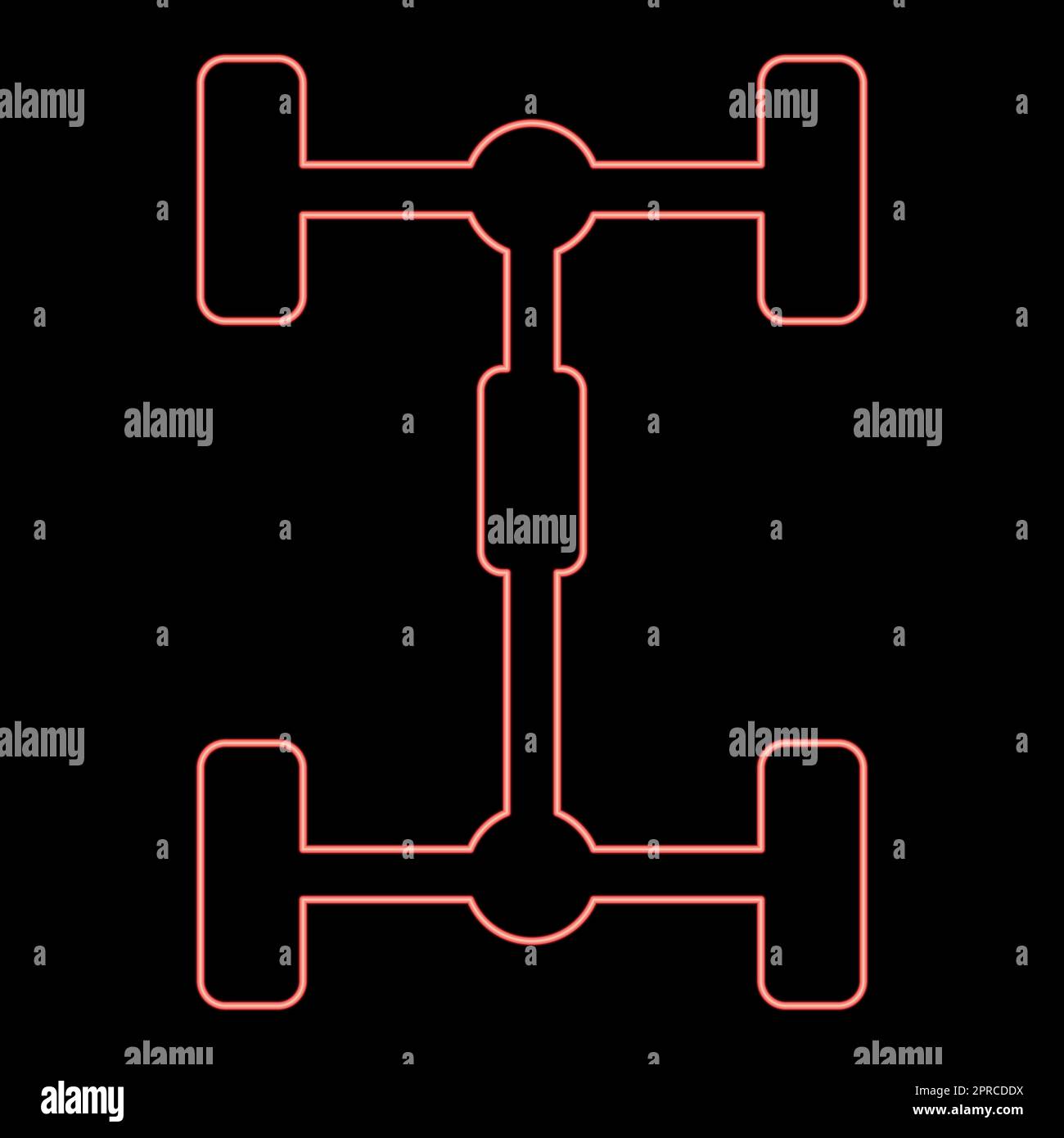 Neon undercarriage Chassis Carriage for car Vehicle frame red color vector illustration image