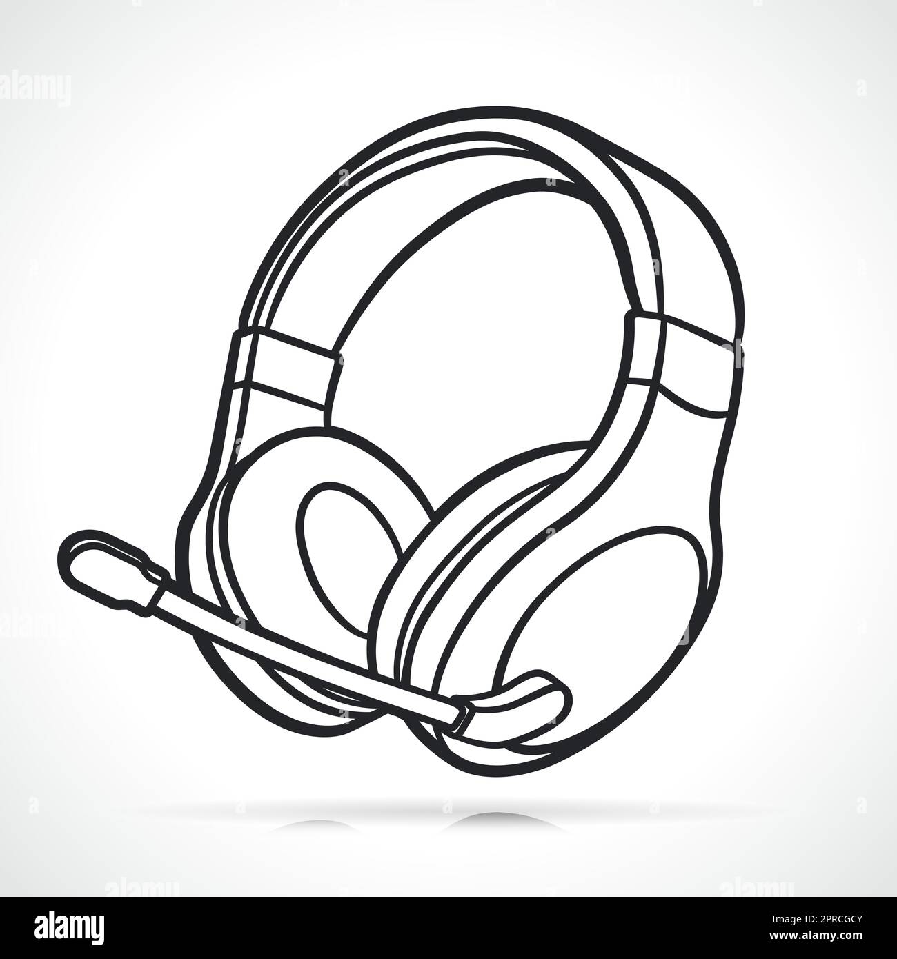 headphones black and white illustration Stock Vector