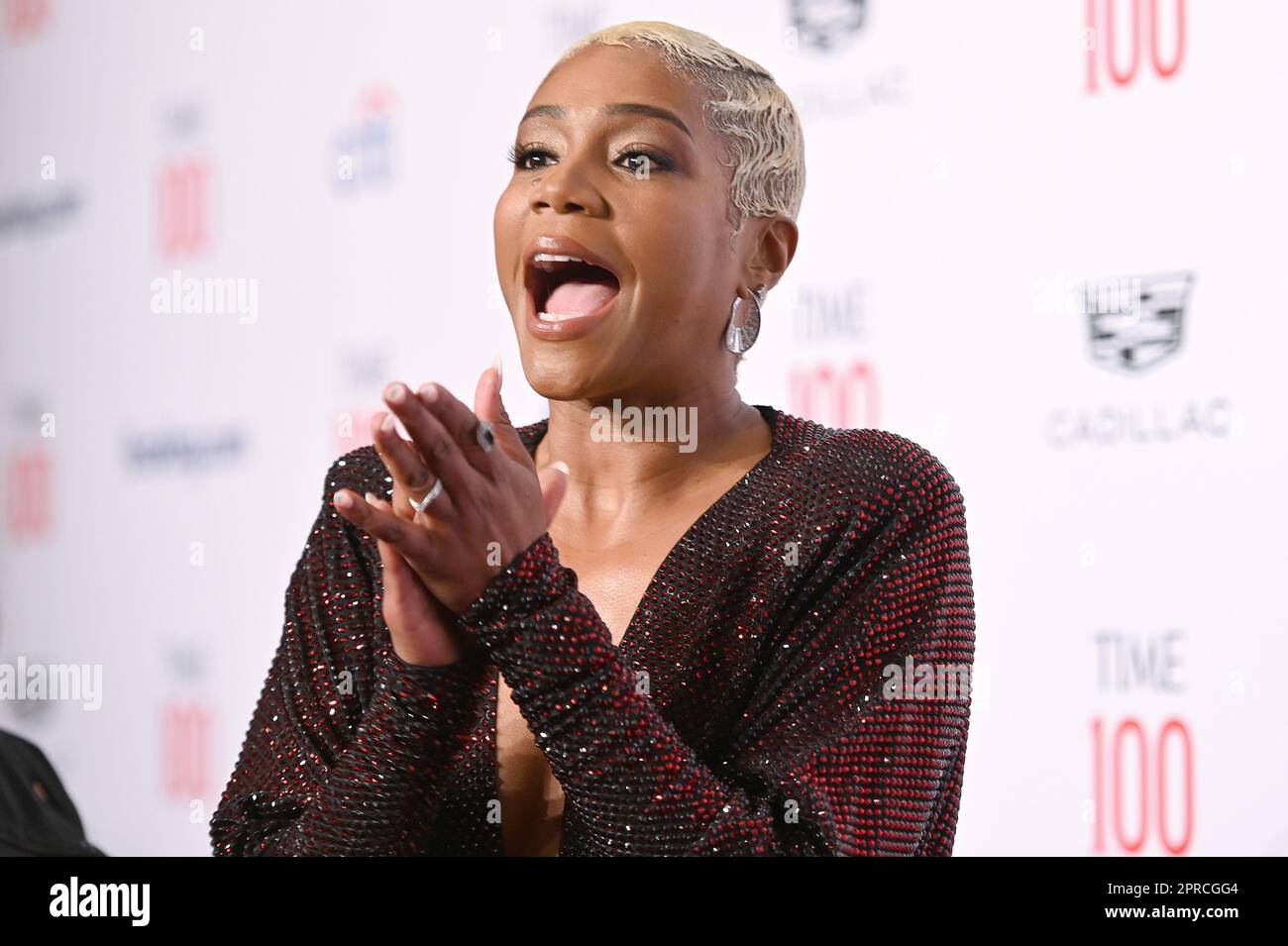 New York, USA. 26th Apr, 2023. Tiffany Haddish walking on the red carpet during the 2023 Time100 Gala as Time Magazine celebrates the 100 most influential people in the world held at Jazz at Lincoln Center in New York, NY, on April 26, 2023. (Photo by Anthony Behar/Sipa USA) Credit: Sipa USA/Alamy Live News Stock Photo