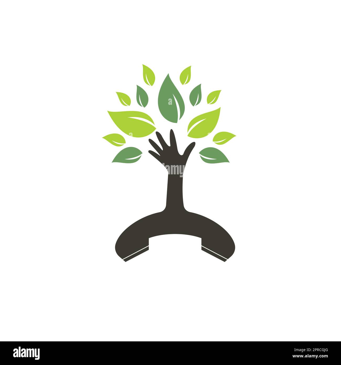 Nature call vector logo design. Handset and hand tree icon design ...