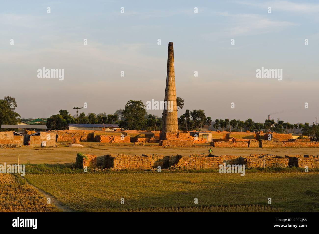view of chimney in brick making kiln in india Stock Photo Alamy