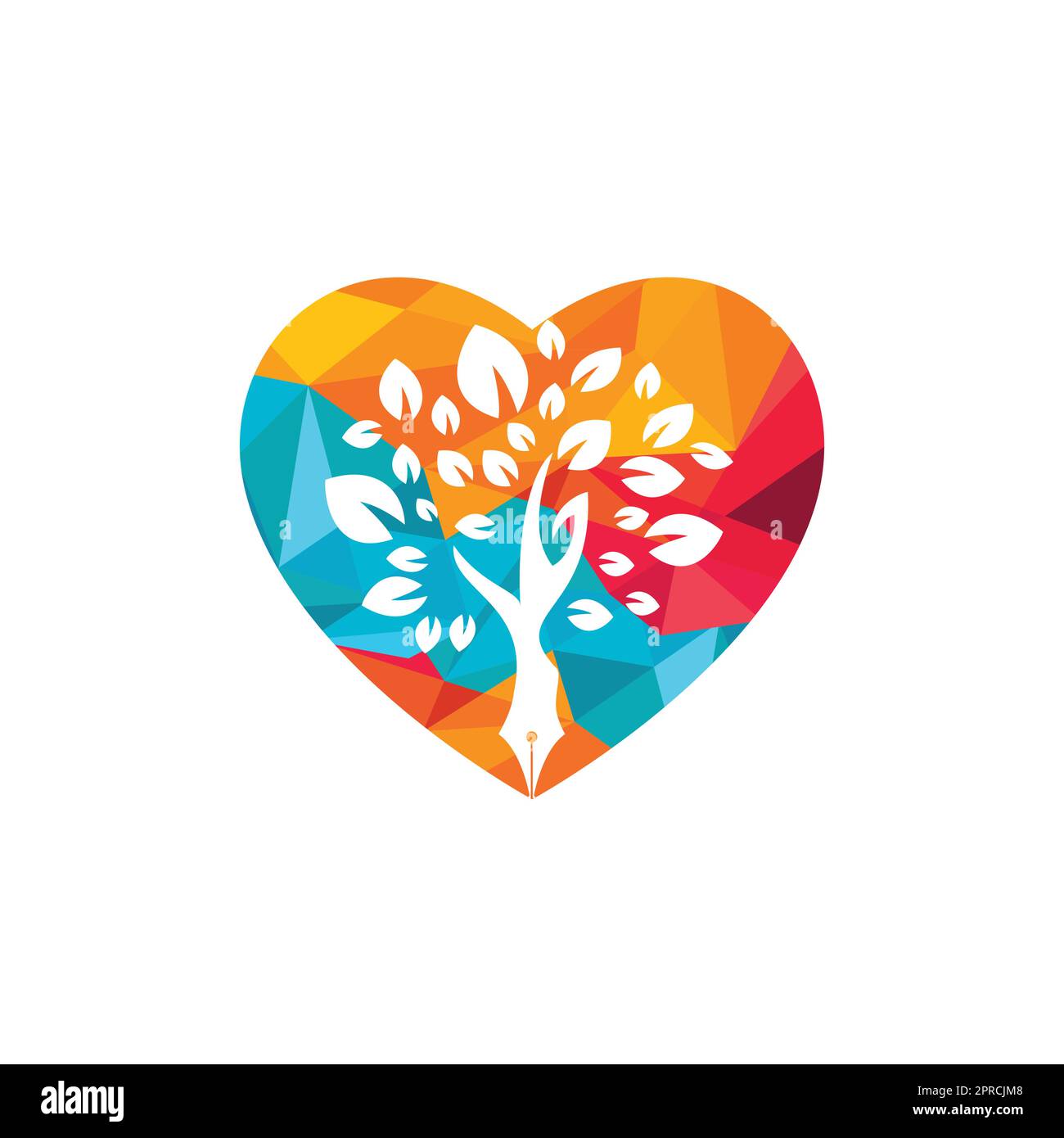Tree pen vector logo design template. Writer love and nature logo ...