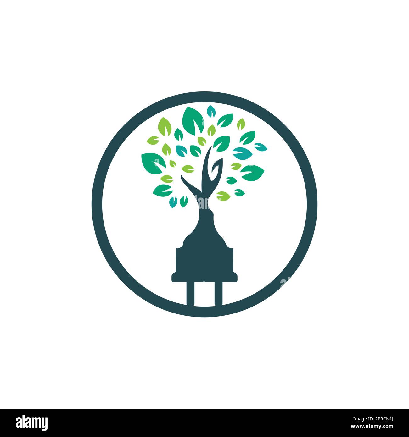 Green energy electricity logo concept. Electric plug icon with tree ...