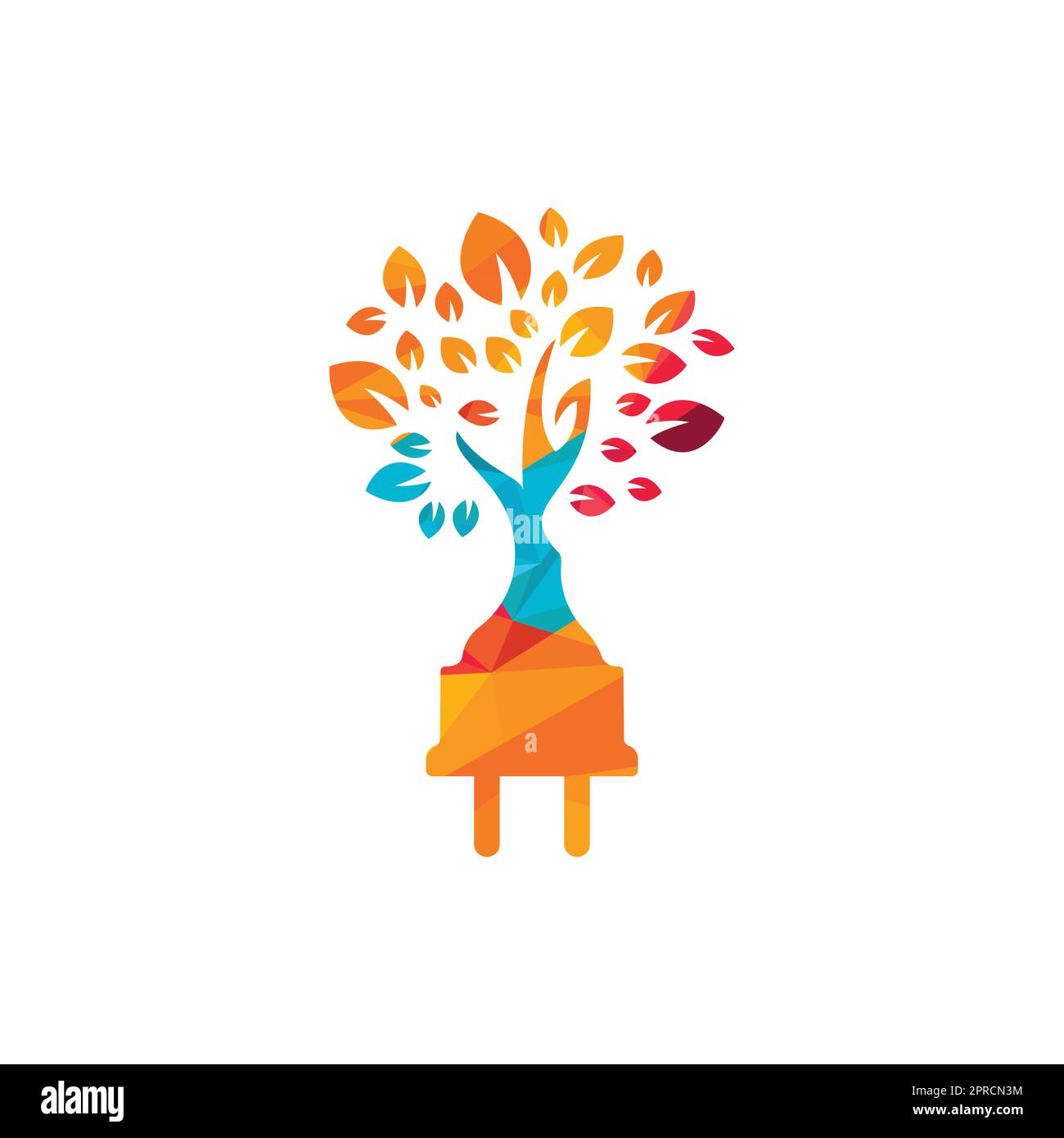 Green energy electricity logo concept. Electric plug icon with tree ...