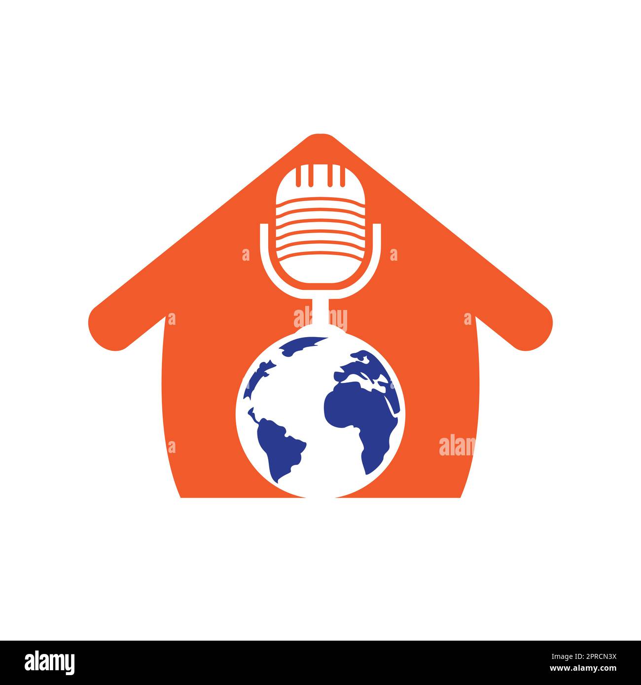 Global podcast logo design. Broadcast entertainment business logo template vector illustration. Stock Vector
