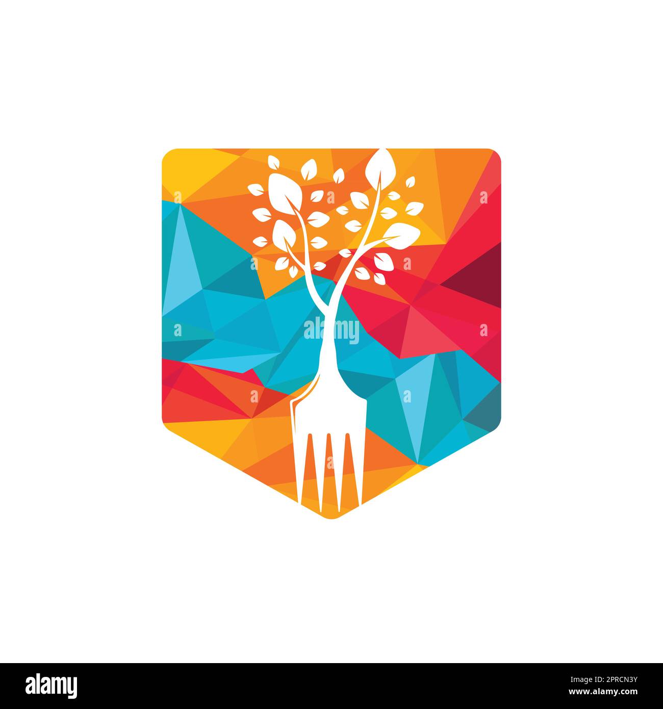 Fork tree vector logo design. Restaurant and farming logo concept Stock