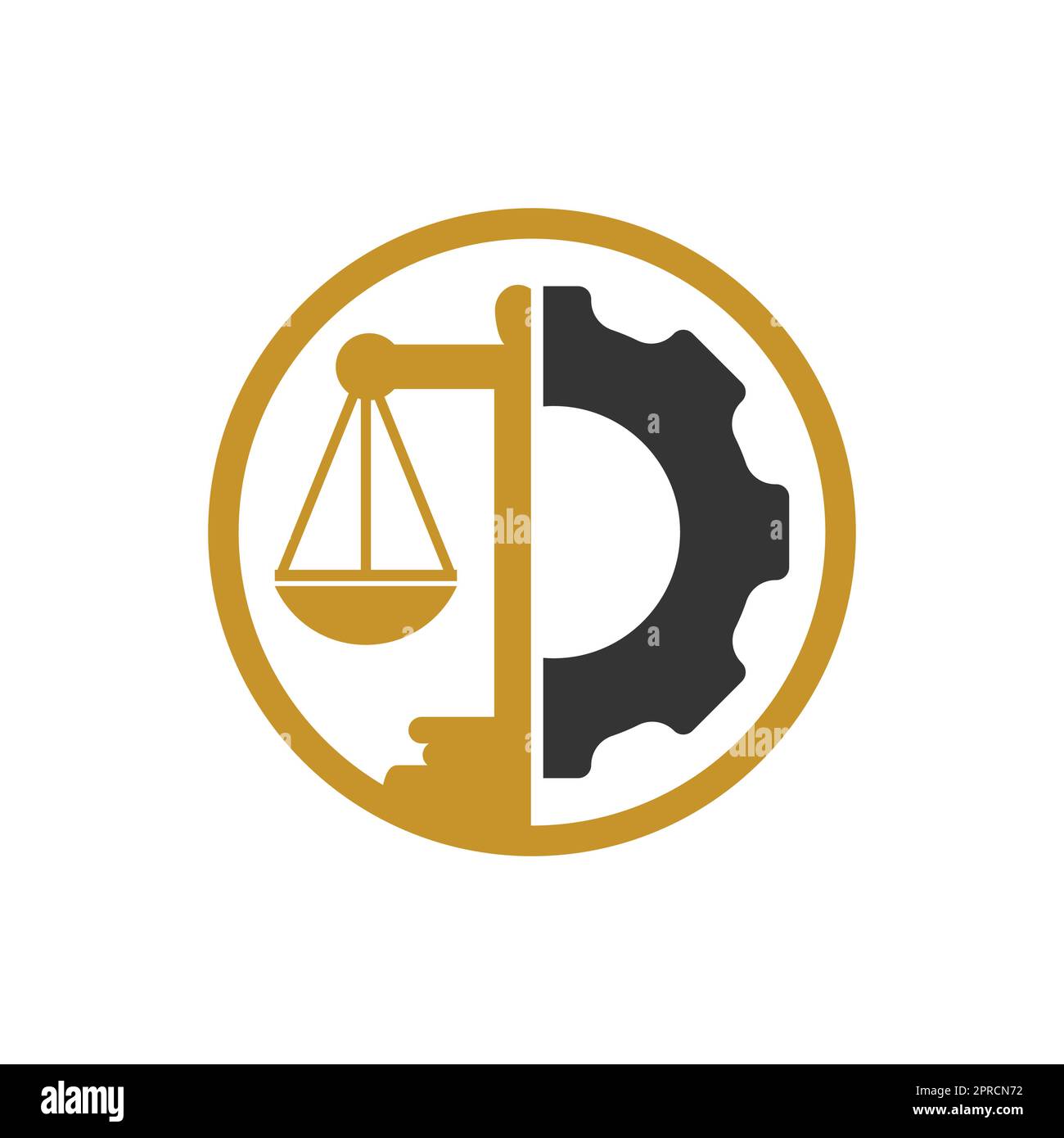 Industrial law firm vector logo design concept. Law firm with gear logo