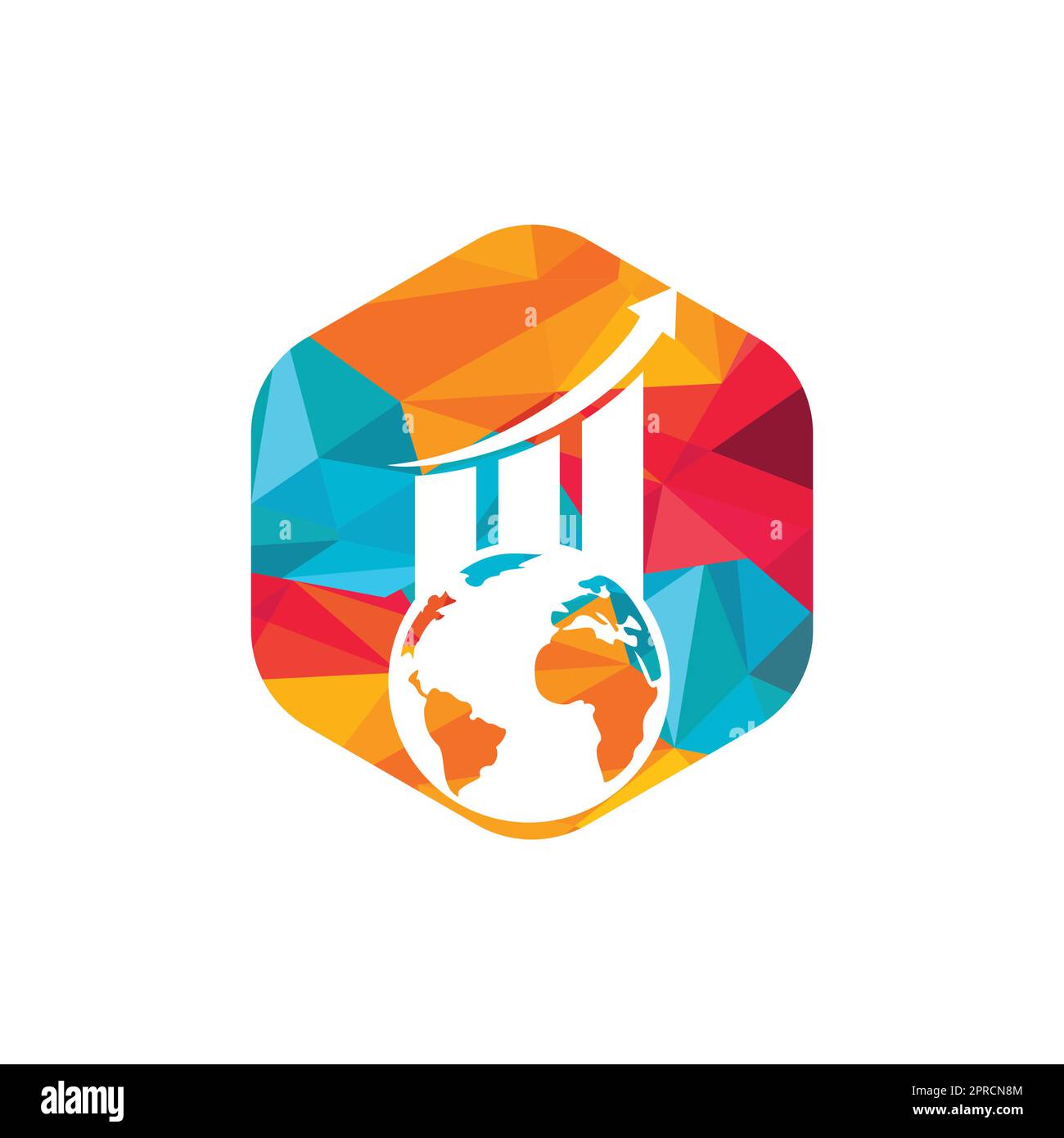 World Stats vector logo design template. World finance logo design concept. Stock Vector