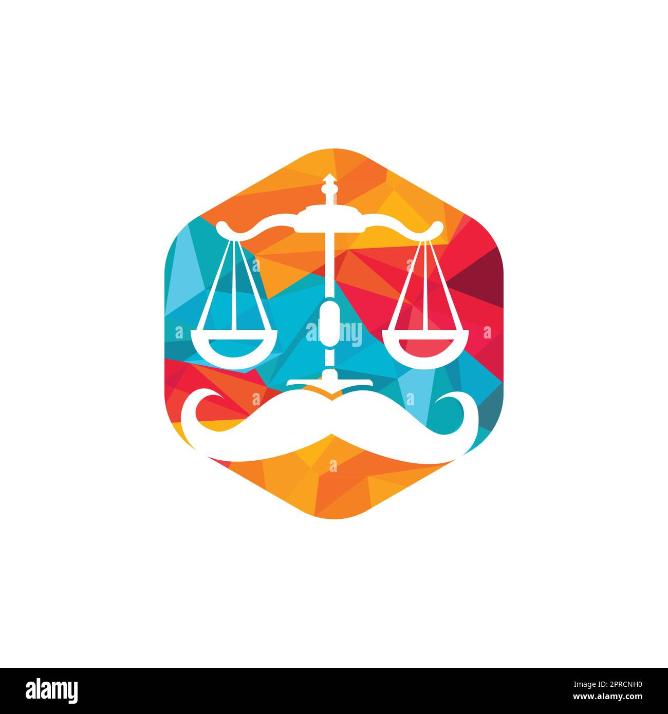 Strong law vector logo design concept. Scale and mustache icon vector