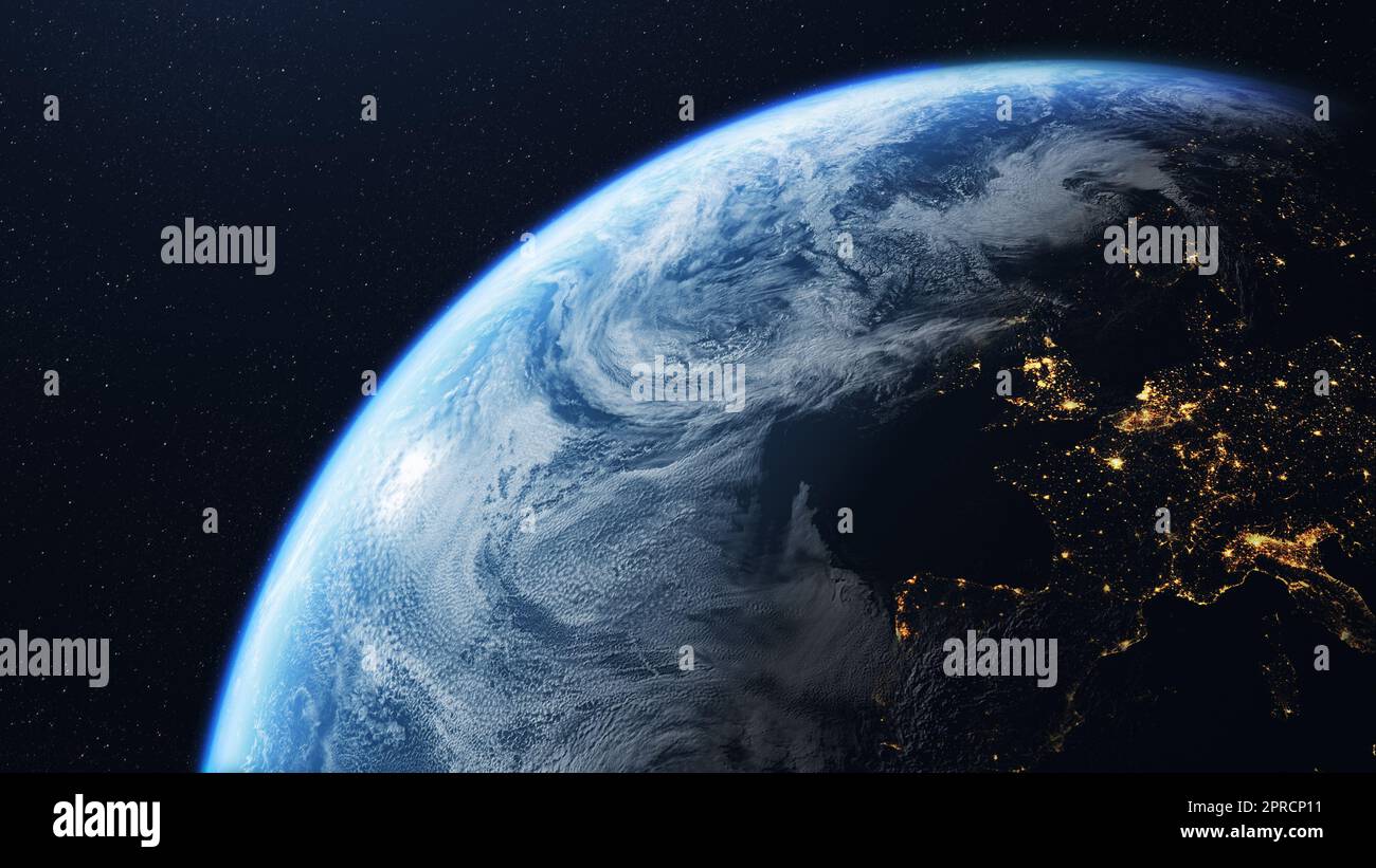 Planet earth and the european continent seen from outer space Stock ...