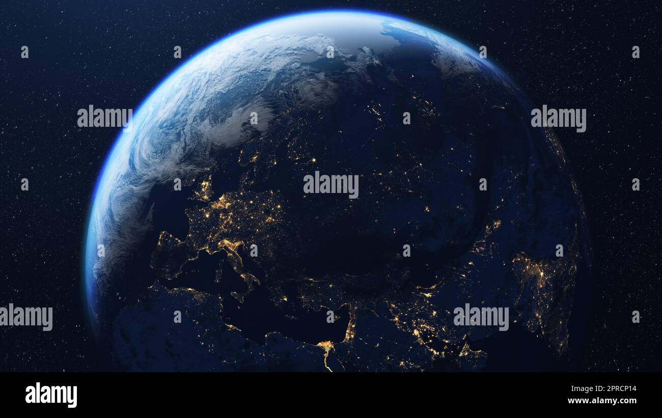 Planet earth and the european continent seen from outer space Stock ...