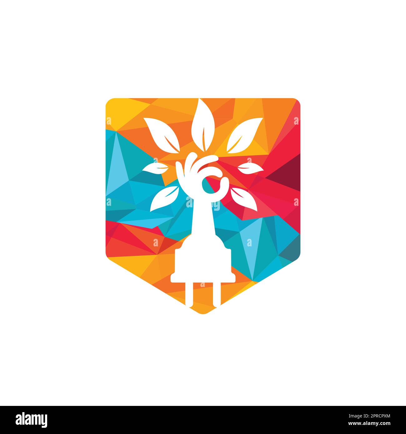 Electric cord and hand tree vector logo design. Stock Vector
