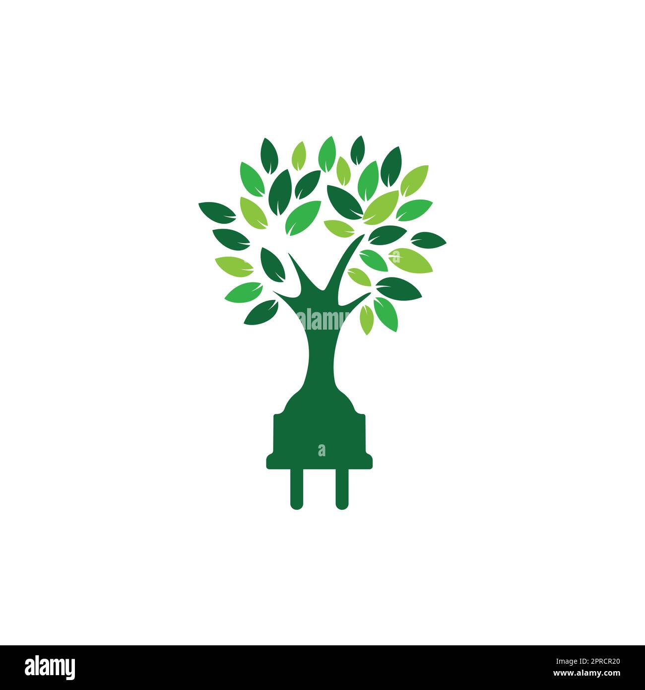 Green energy electricity logo concept. Electric plug icon with tree ...